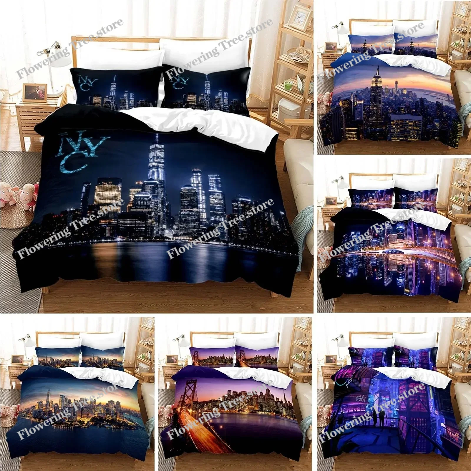 Home Textiles New York - New York City Night View beddengoedset