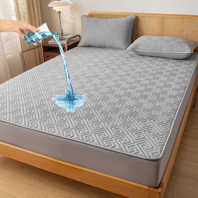 Memory Foam Topper - 1 Stuk Waterdichte Matrashoes, Ruitpatroon Spannlaken,