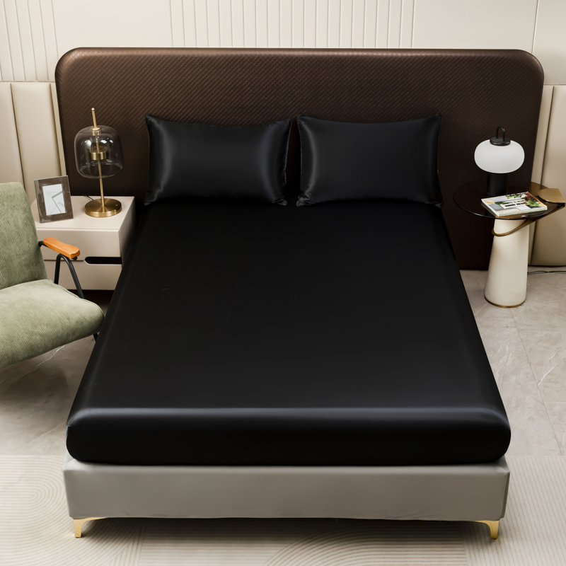 3 stuks zwart satijnen hoeslak - Silk Sheet Set recensie en prijs