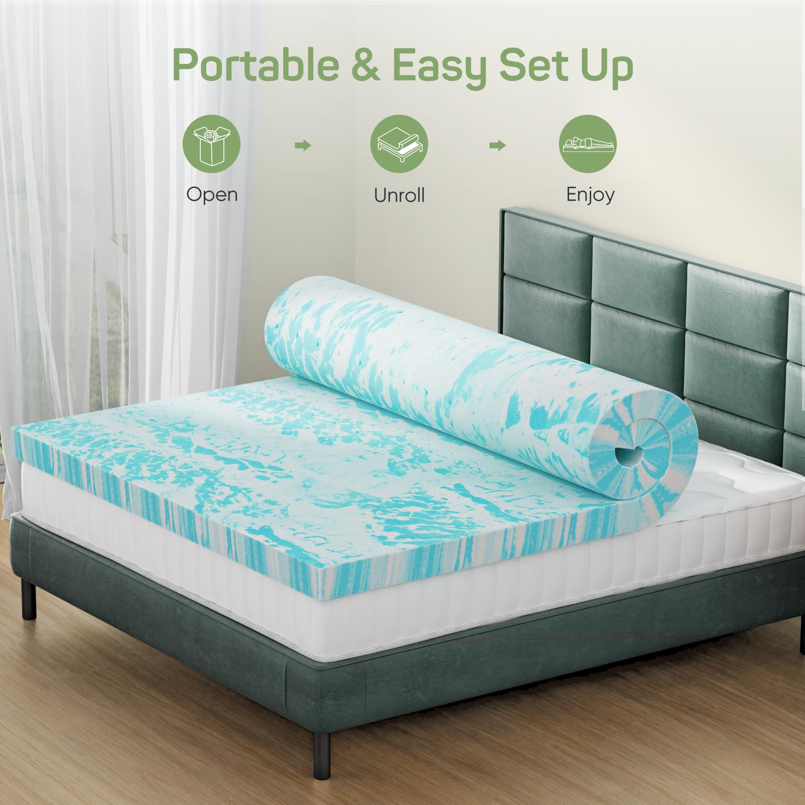 2 inch koelgel swirl memory fo - Memory Foam Topper recensie en prijs